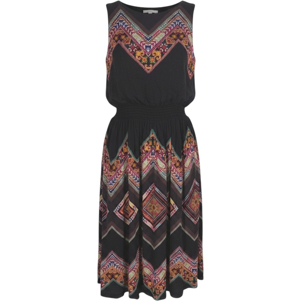 Tanvi Kedia Anthropologie Embroidered Geometric Smocked Midi Dress 4 Sleeveless